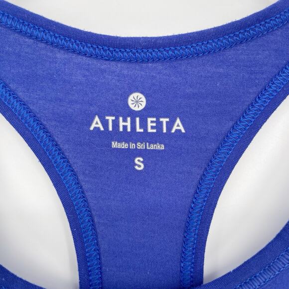Athleta Blue Racerback Cut Out Back Tank Top Lightweight Blue Gym Size Small - Picture 4 of 8